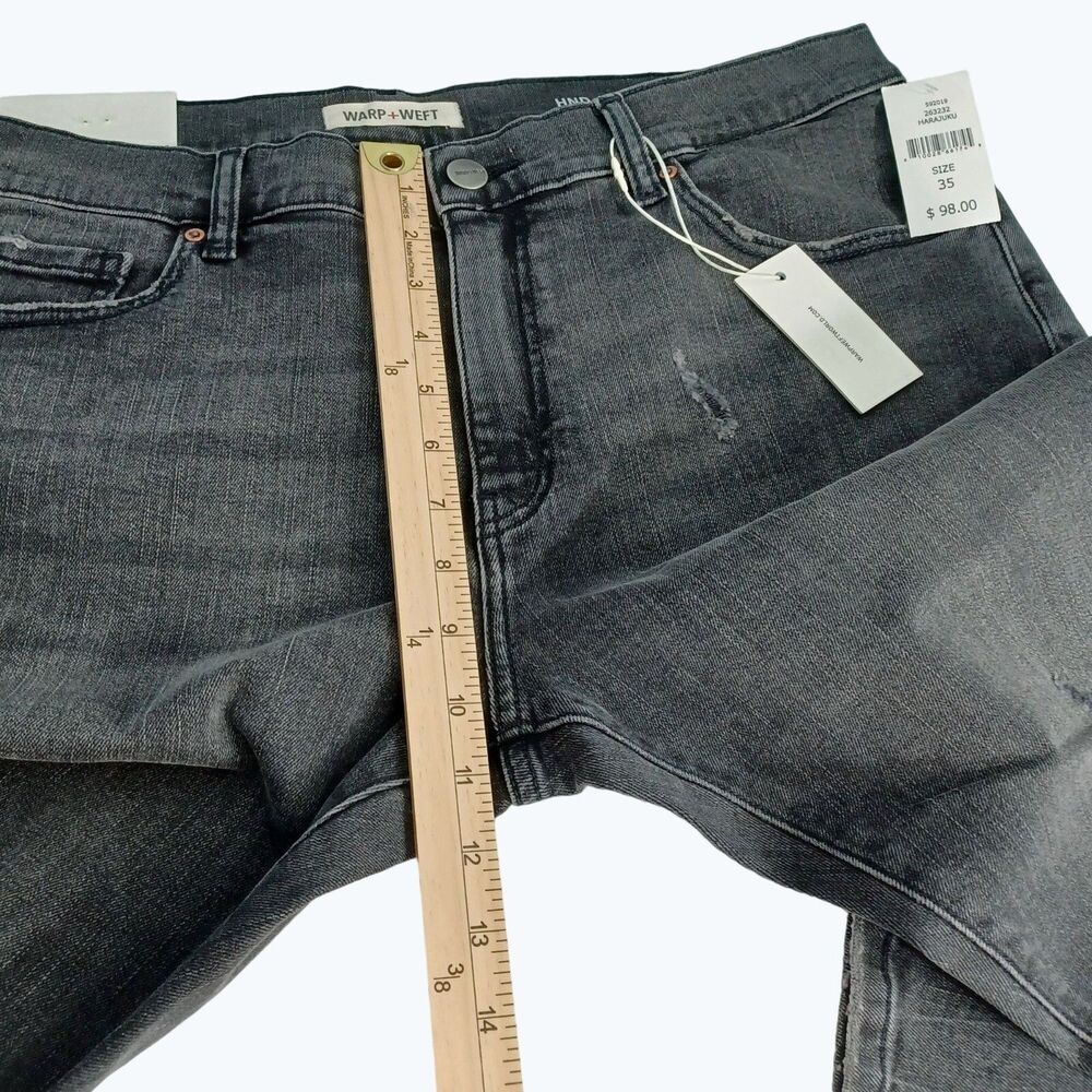 Warp+Weft ORD HND Tokyo Skinny Harajuku Stretch Distressed Jeans Men's Sz 35x32 - Picture 9 of 13